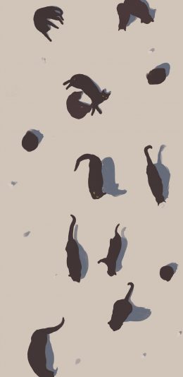 [2436x1125]插图 黑猫 平铺 猫咪 苹果手机动漫壁纸图片