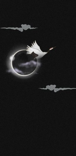 [2436x1125]插图 黑色 动漫 月球 苹果手机动漫壁纸图片