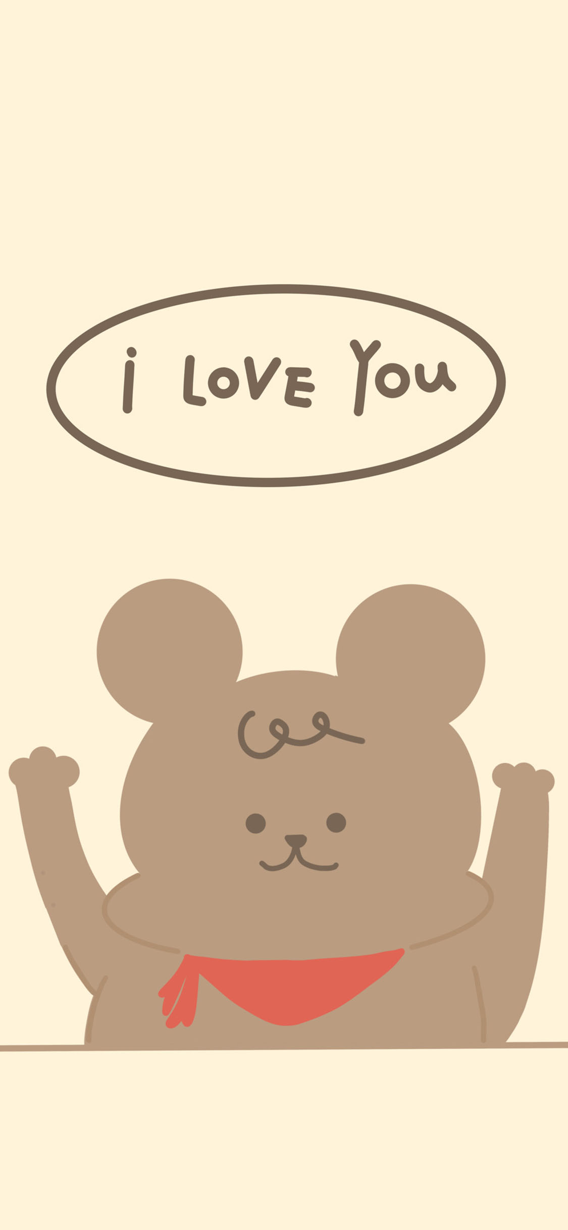 [2436×1125]插画 I love you 可爱 苹果手机动漫壁纸图片