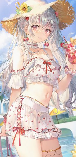 [2436x1125]插画 二次元 女孩 性感 苹果手机动漫壁纸图片