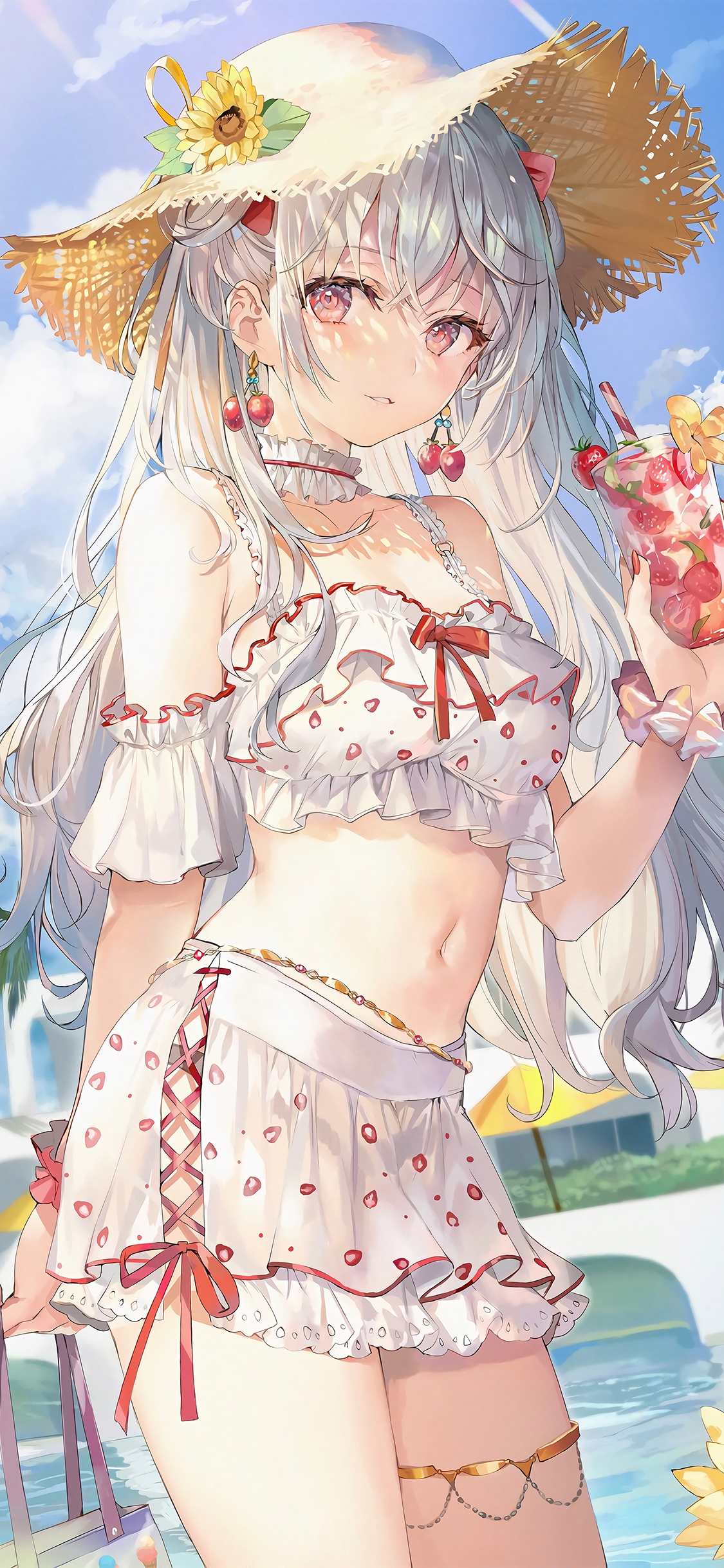 [2436×1125]插画 二次元 女孩 性感 苹果手机动漫壁纸图片