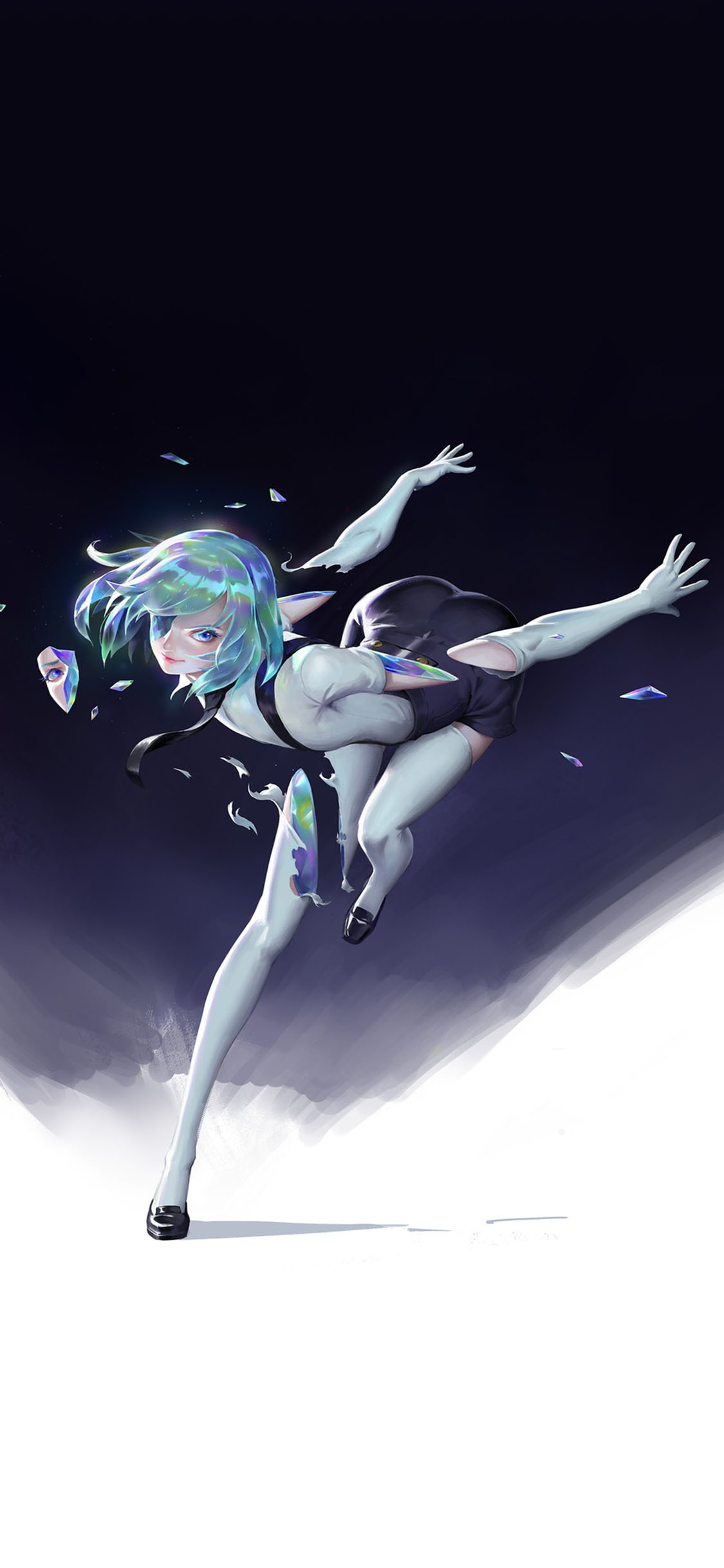 [2436×1125]插画 动漫少女 原画 动作 苹果手机动漫壁纸图片