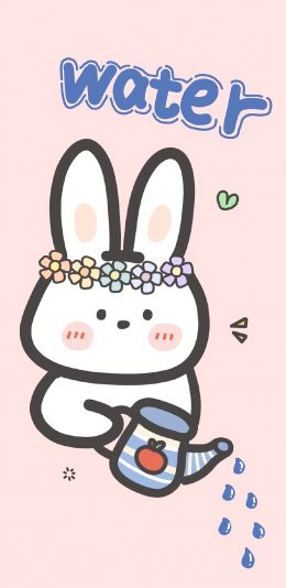 [2436x1125]插画 可爱 绘画 兔子 卡通 苹果手机动漫壁纸图片