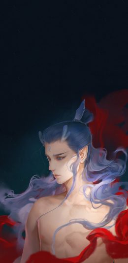 [2436x1125]插画 哪吒 敖丙 龙角 作者：匪萌十月 苹果手机动漫壁纸图片