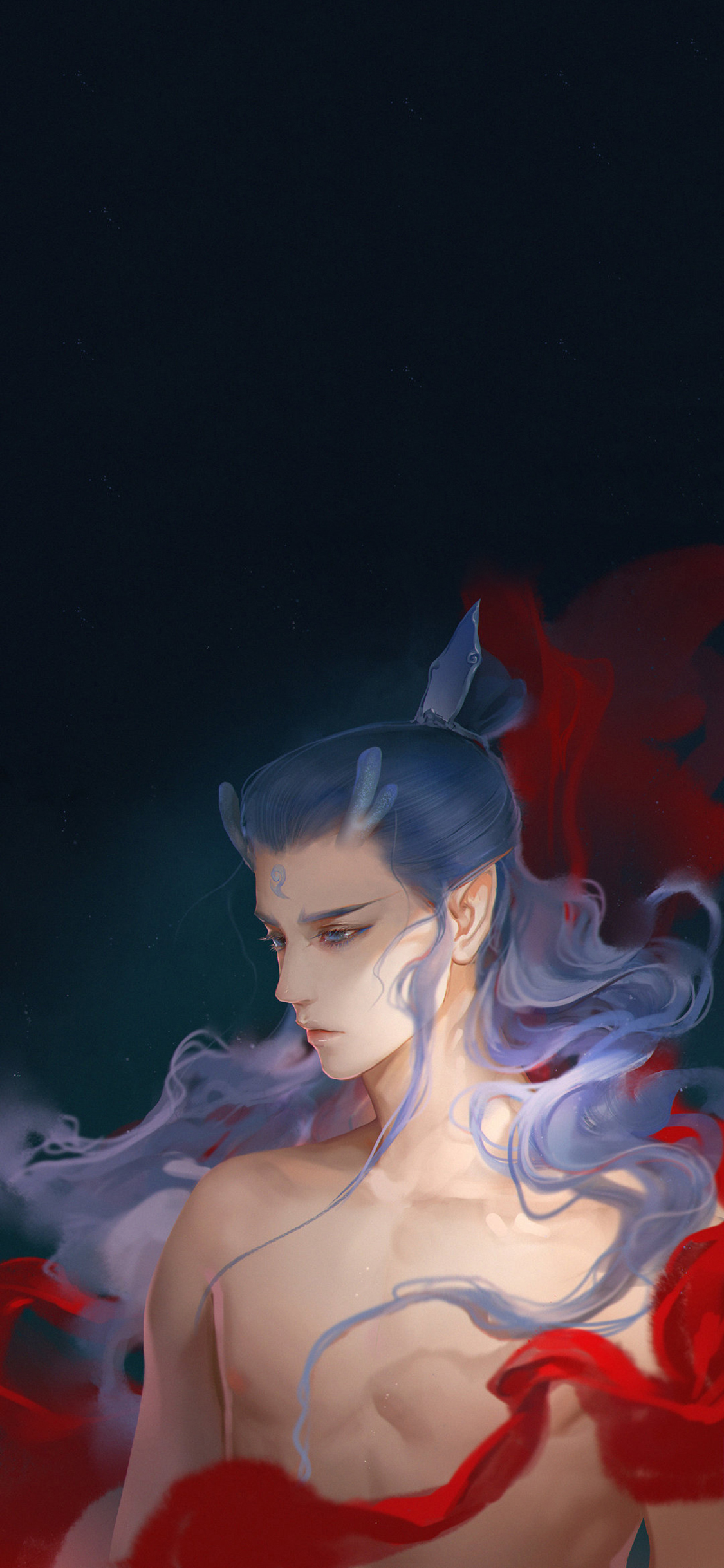 [2436×1125]插画 哪吒 敖丙 龙角 作者：匪萌十月 苹果手机动漫壁纸图片