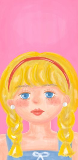 [2436x1125]插画 女孩 卡通 色彩 苹果手机动漫壁纸图片