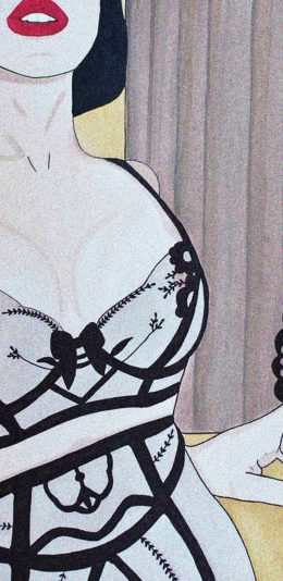 [2436x1125]插画 女孩 性感 比基尼 苹果手机动漫壁纸图片