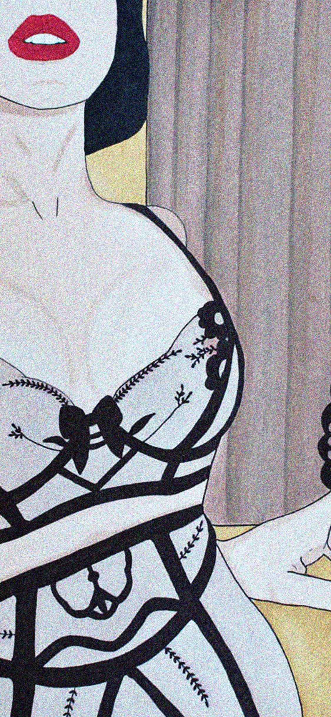 [2436×1125]插画 女孩 性感 比基尼 苹果手机动漫壁纸图片