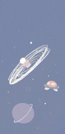 [2436x1125]插画 宇宙 航空 星球 苹果手机动漫壁纸图片