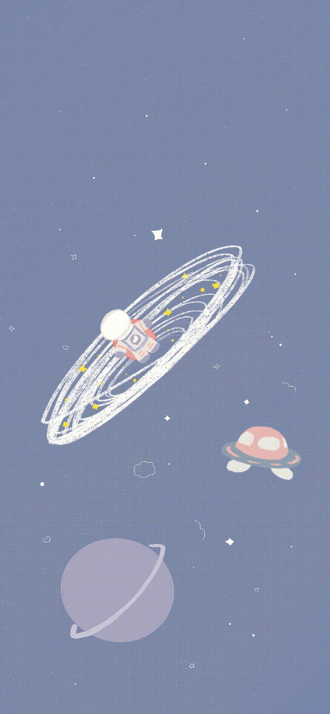 [2436×1125]插画 宇宙 航空 星球 苹果手机动漫壁纸图片