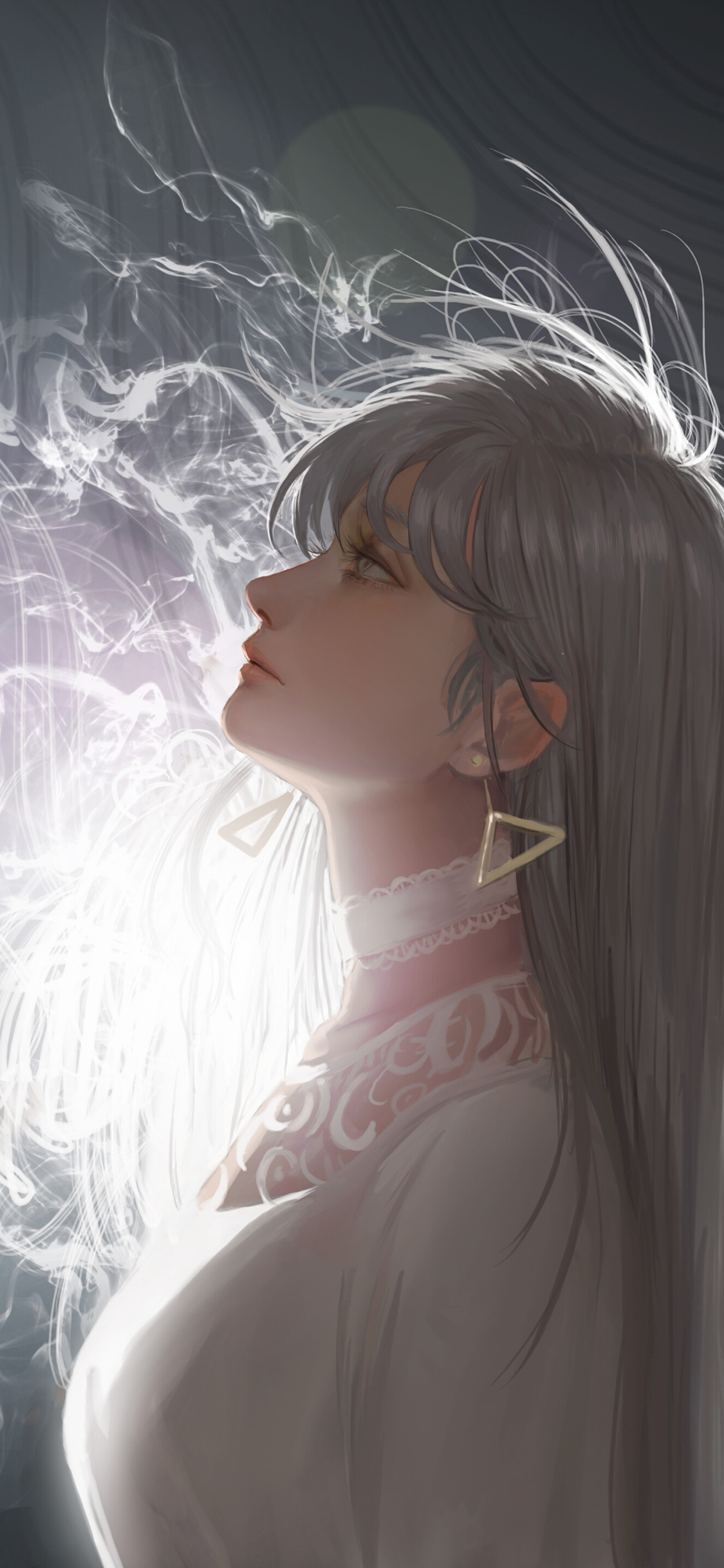 [2436×1125]插画 少女 侧颜 二次元 苹果手机动漫壁纸图片