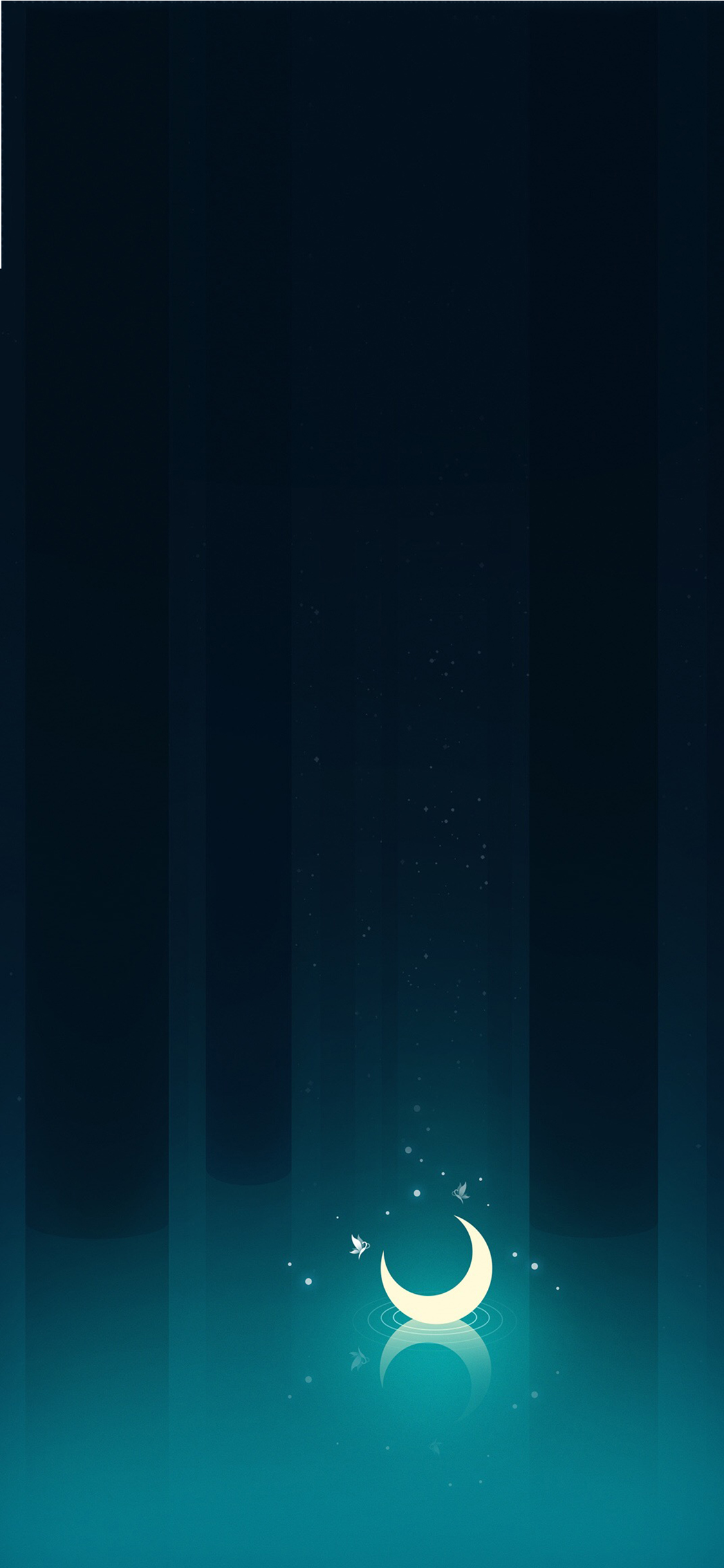 [2436×1125]插画 月亮 夜晚 创意 月光 苹果手机动漫壁纸图片