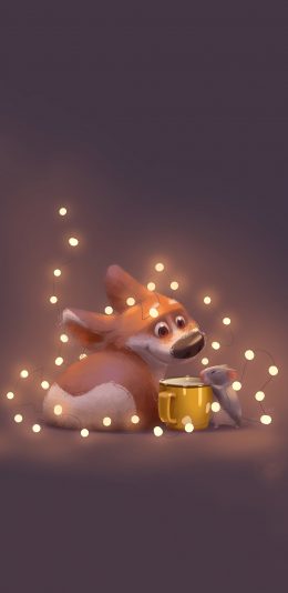 [2436x1125]插画 柯基犬 小仓鼠 灯 苹果手机动漫壁纸图片