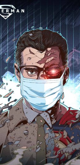 [2436x1125]插画 漫威 超级英雄 超人 疫情 口罩（取自站酷网：插画杨权） 苹果手机动漫壁纸图片