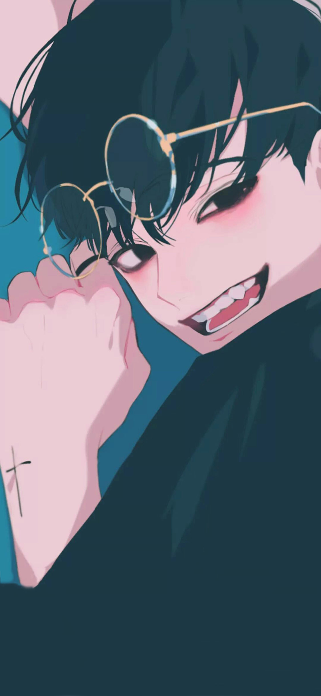 [2436×1125]插画 男孩 笑容 韩国插画师 作品 苹果手机动漫壁纸图片