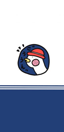 [2436x1125]插画 鸭子 创意 蓝白 苹果手机动漫壁纸图片