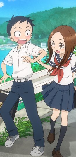 [2436x1125]擅长捉弄的高木同学 日本 漫画 二次元 西片 校服 苹果手机动漫壁纸图片