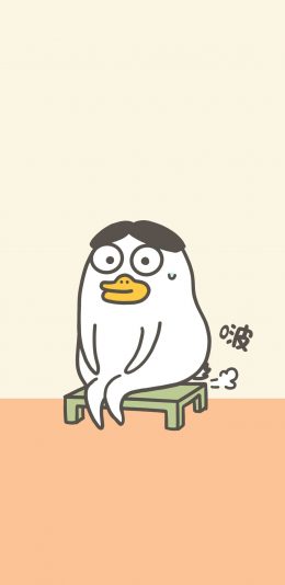 [2436x1125]放屁 啵 小刘鸭 卡通 可爱 苹果手机动漫壁纸图片