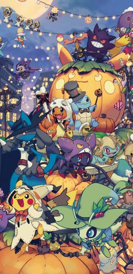 [2436x1125]数码宝贝 皮卡丘 卡通 动画 苹果手机动漫壁纸图片