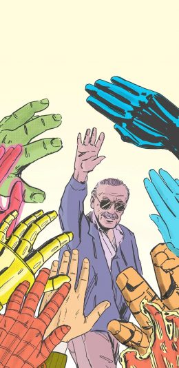[2436x1125]斯坦·李 Stan Lee 超级英雄 漫威 漫画 欧美 再见 挥手 苹果手机动漫壁纸图片