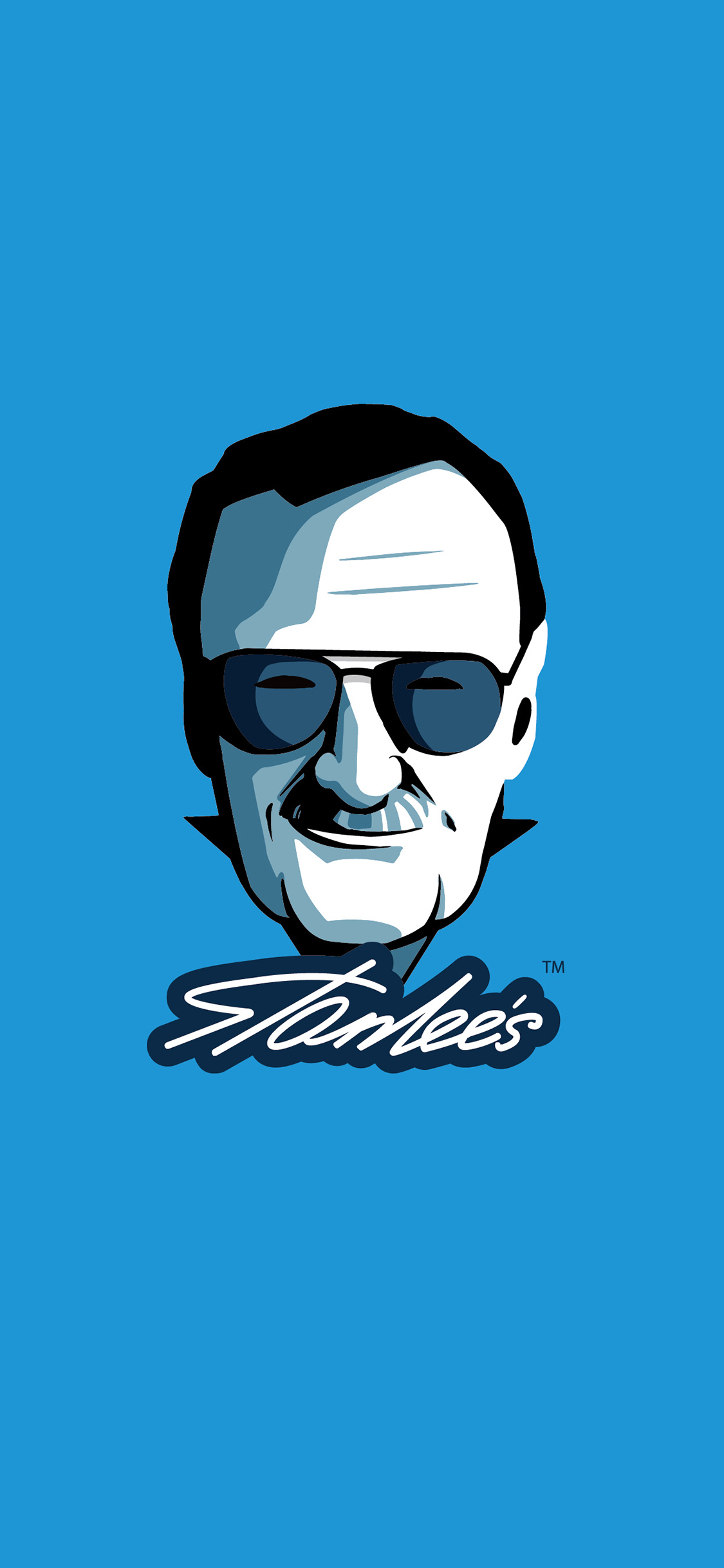 [2436×1125]斯坦·李 Stan Lee 超级英雄 蓝色 漫威 漫画 欧美 苹果手机动漫壁纸图片