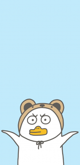 [2436x1125]无所谓 鸭子 可爱 萌 伸手 蓝色 苹果手机动漫壁纸图片