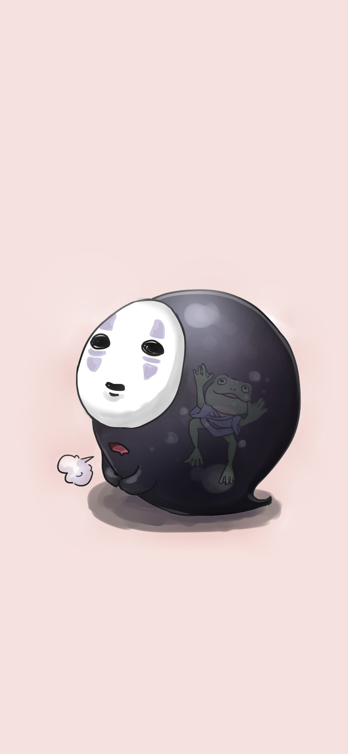 [2436×1125]无脸男 宫崎骏 千与千寻 粉色 苹果手机动漫壁纸图片