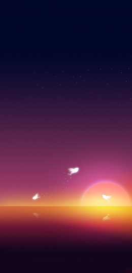 [2436x1125]日出 绘画 跳跃 渐变 苹果手机动漫壁纸图片