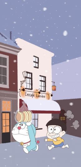 [2436x1125]日本 哆啦A梦 叮当猫 大雄（取自微博：力力君） 苹果手机动漫壁纸图片