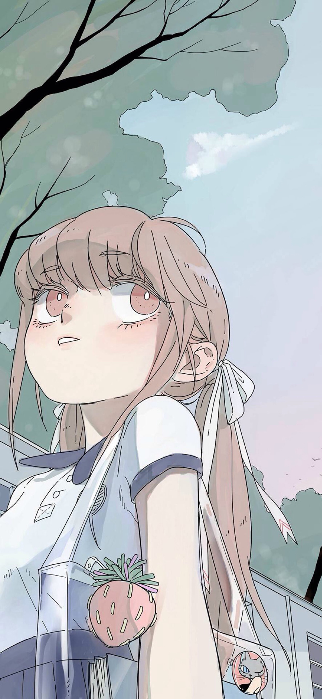 [2436×1125]日本 少女 学生 日系 苹果手机动漫壁纸图片