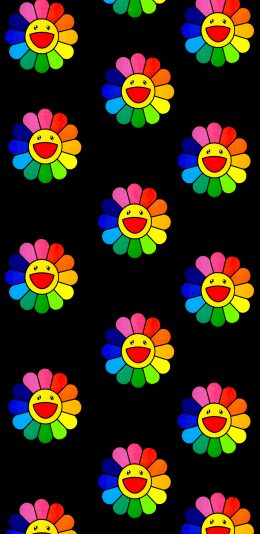 [2436x1125]日本 村上隆 太阳花 平铺（取自微博：G195） 苹果手机动漫壁纸图片