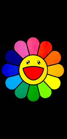 [2436x1125]日本 村上隆 太阳花（取自微博：G195） 苹果手机动漫壁纸图片