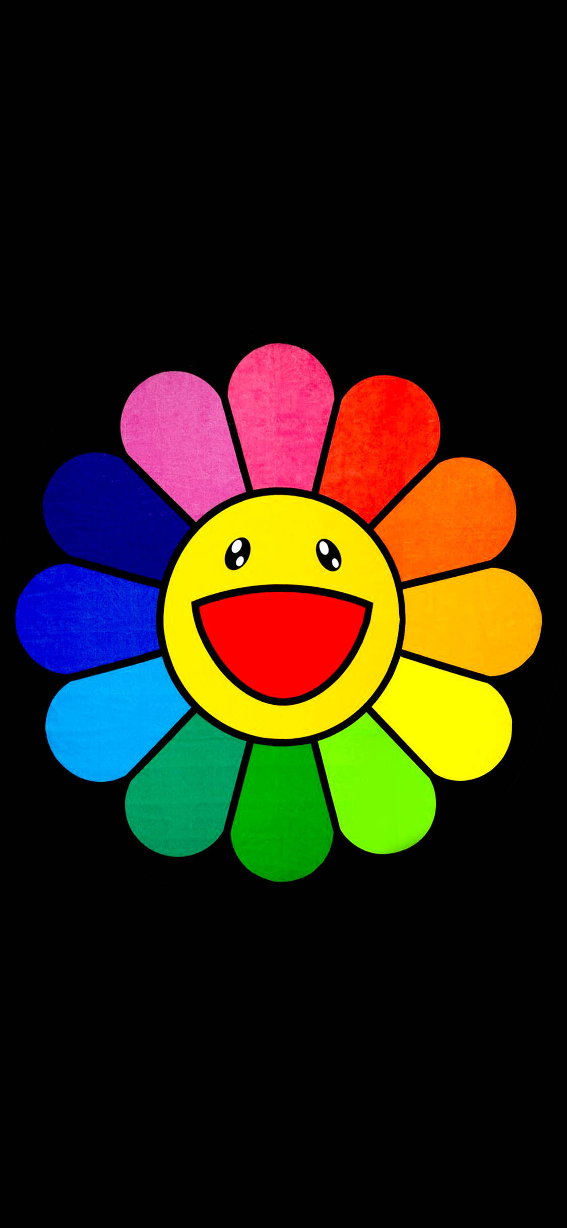 [2436×1125]日本 村上隆 太阳花（取自微博：G195） 苹果手机动漫壁纸图片