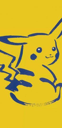 [2436x1125]日本 精灵宝可梦 皮卡丘 简笔 苹果手机动漫壁纸图片