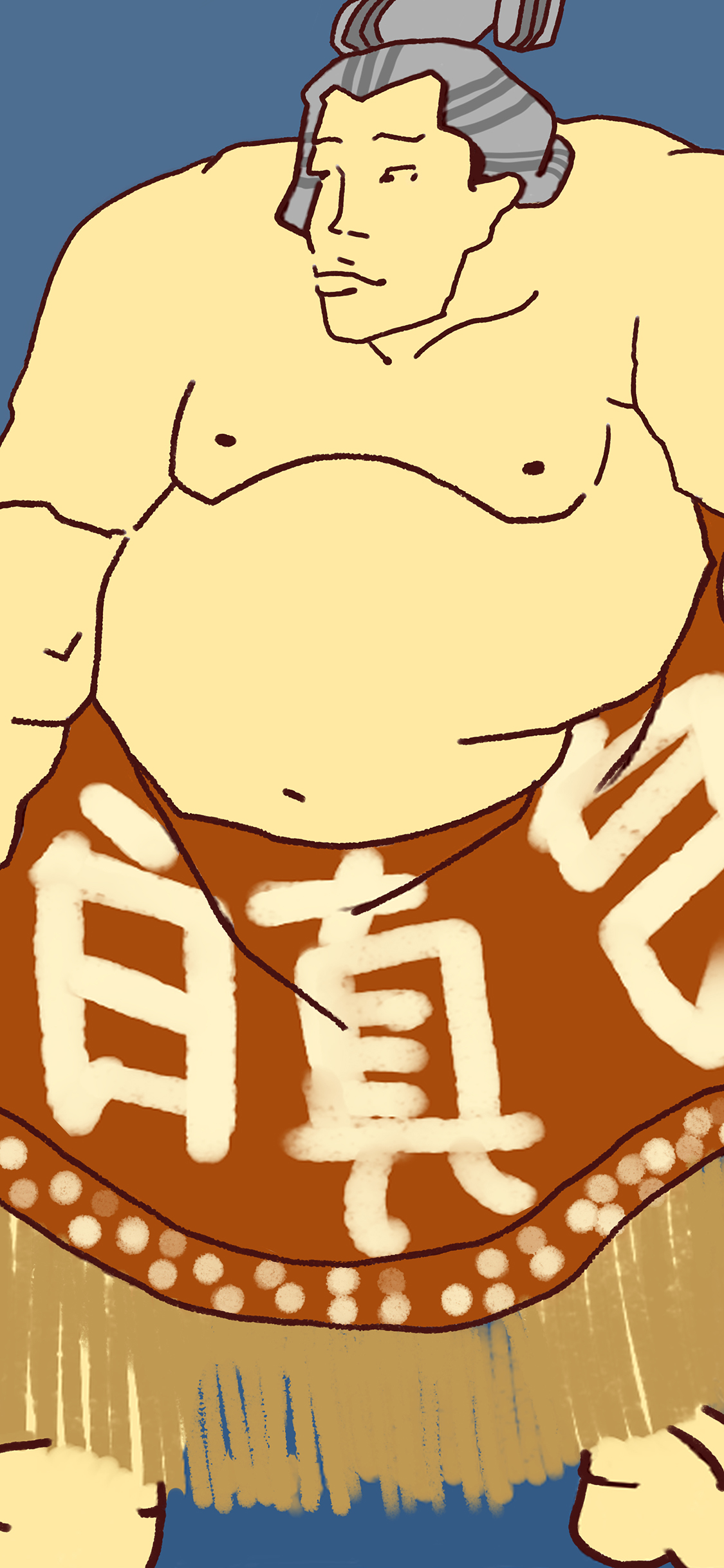 [2436×1125]日本 运动 相扑 插图 苹果手机动漫壁纸图片