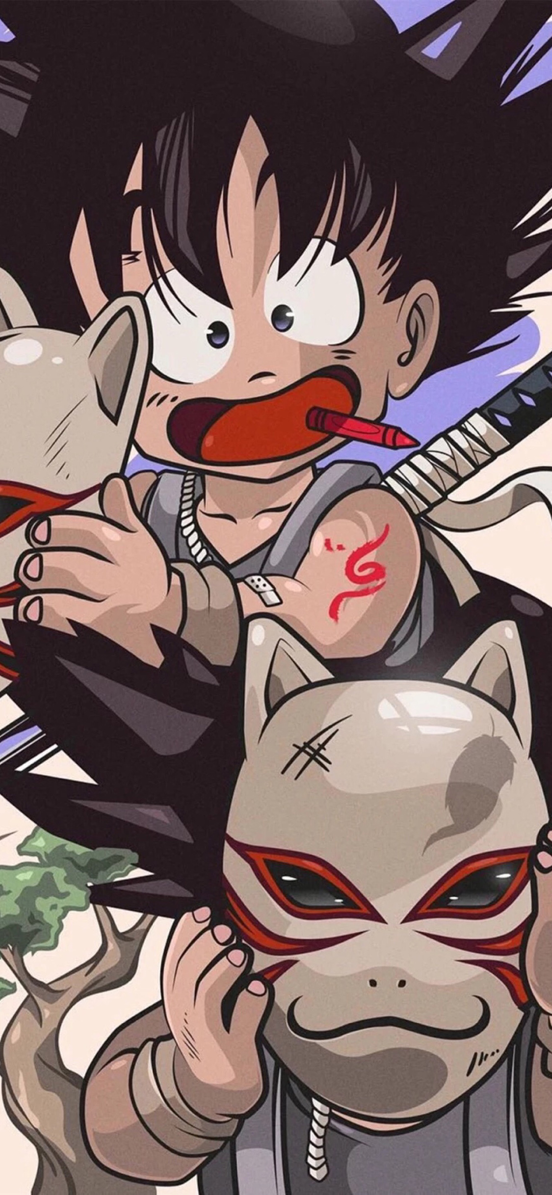 [2436×1125]日漫 七龙珠 孙悟空 苹果手机动漫壁纸图片