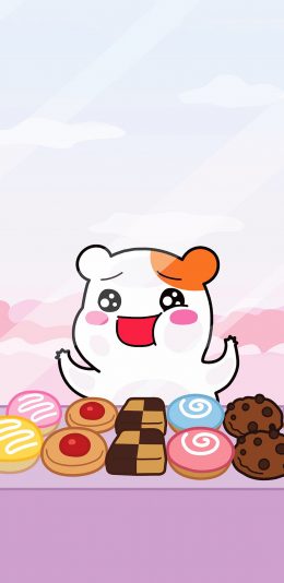 [2436x1125]日漫 二次元 仓鼠管家 甜品 苹果手机动漫壁纸图片