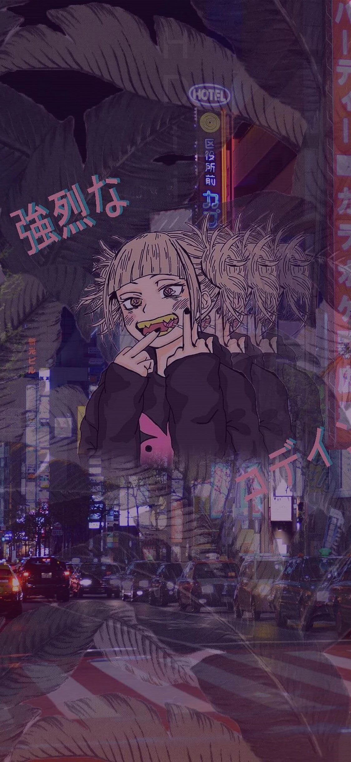 [2436×1125]日漫 二次元 动漫少女 强烈 苹果手机动漫壁纸图片