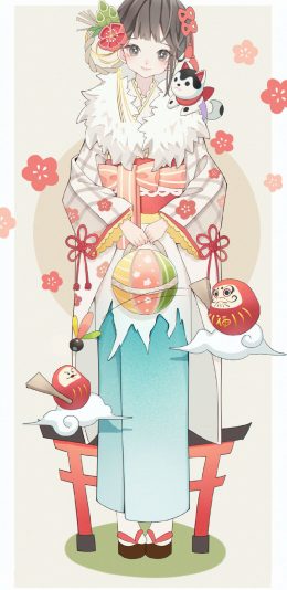 [2436x1125]日漫 二次元 少女 樱花 苹果手机动漫壁纸图片