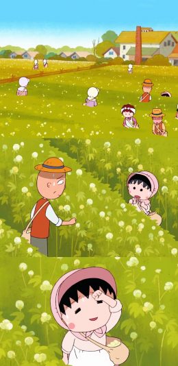 [2436x1125]日漫 二次元 樱桃小丸子 可爱 苹果手机动漫壁纸图片