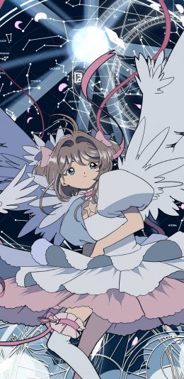 [2436x1125]日漫 二次元 百变小樱魔术卡 苹果手机动漫壁纸图片