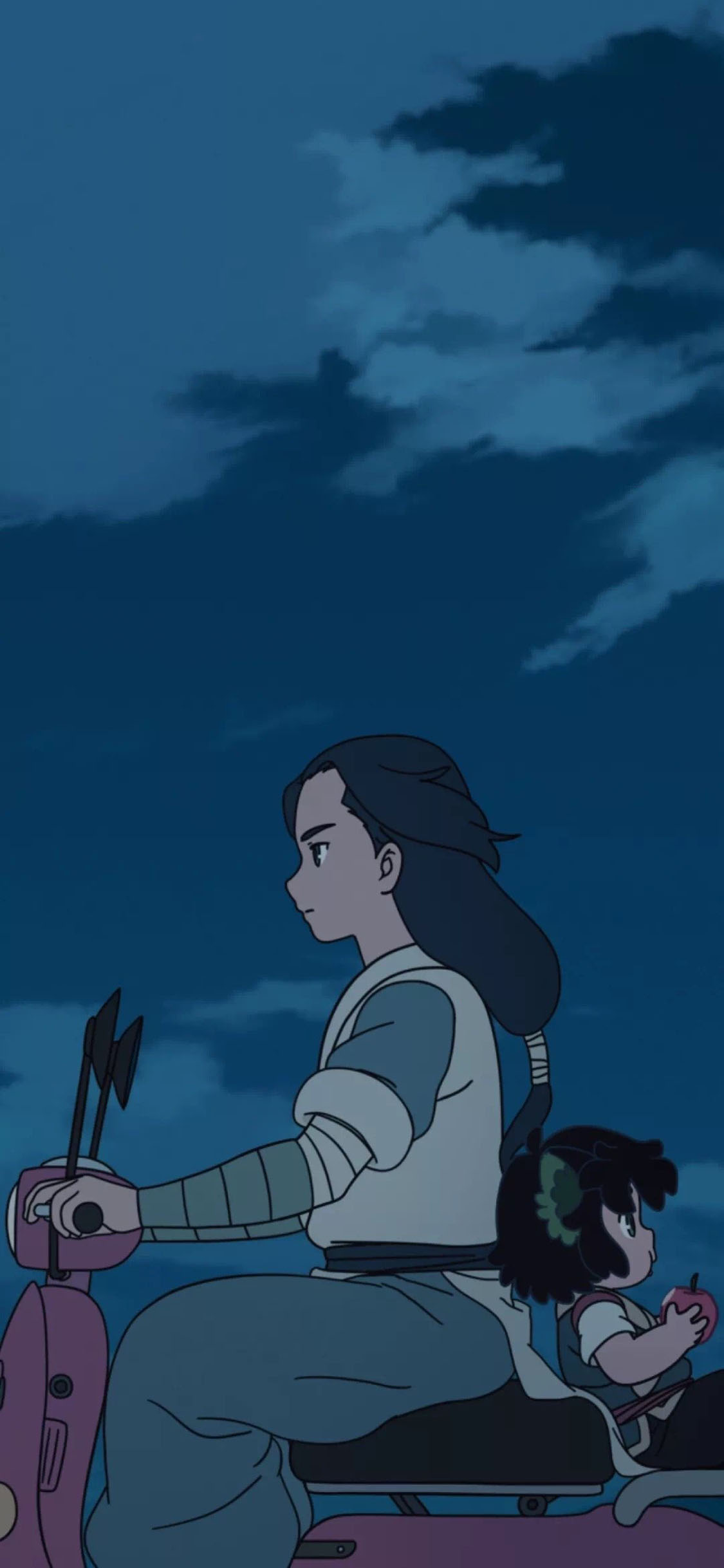 [2436×1125]日漫 人物 开车 夜景 苹果手机动漫壁纸图片