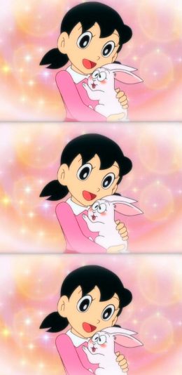 [2436x1125]日漫 哆啦A梦 叮当猫 静香 兔子 苹果手机动漫壁纸图片