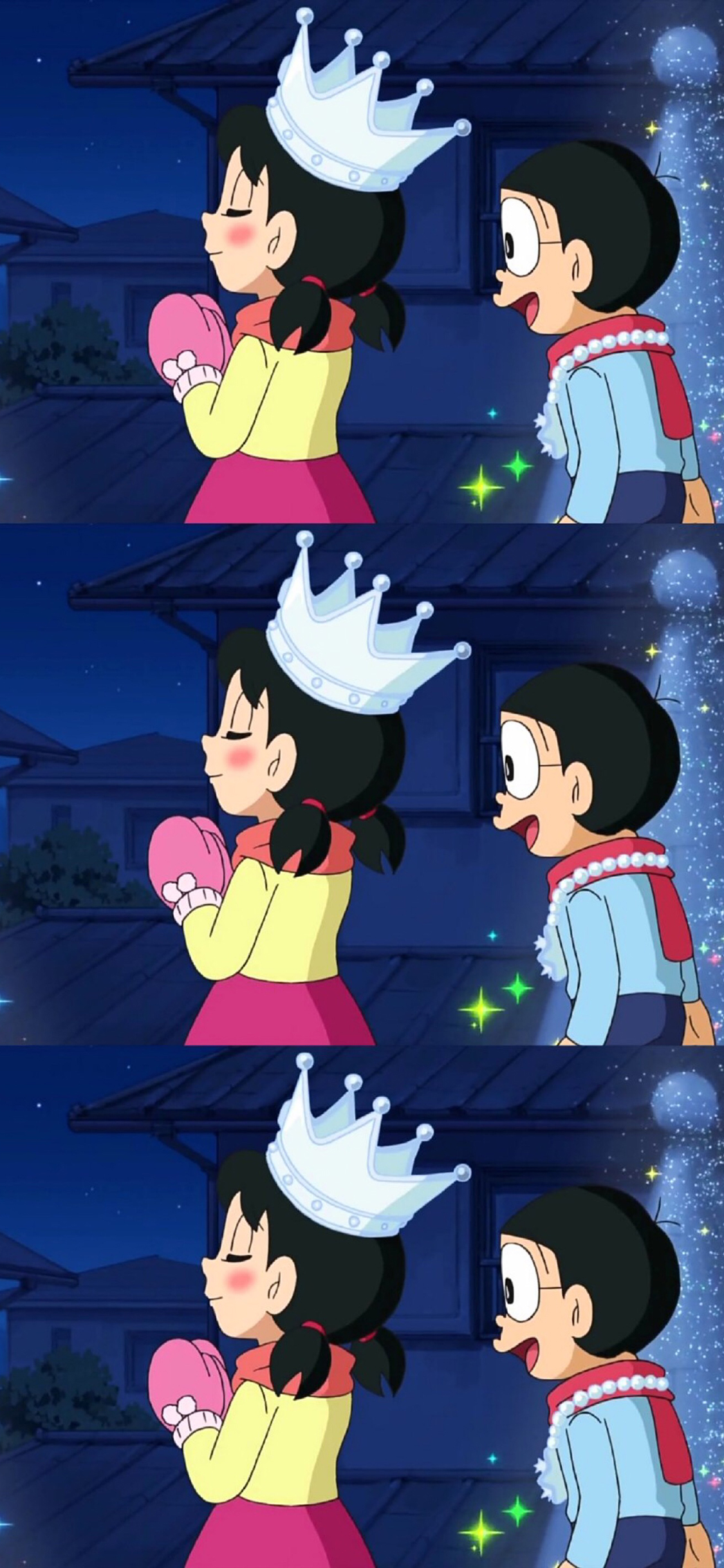 [2436×1125]日漫 哆啦A梦 大雄 静香 苹果手机动漫壁纸图片