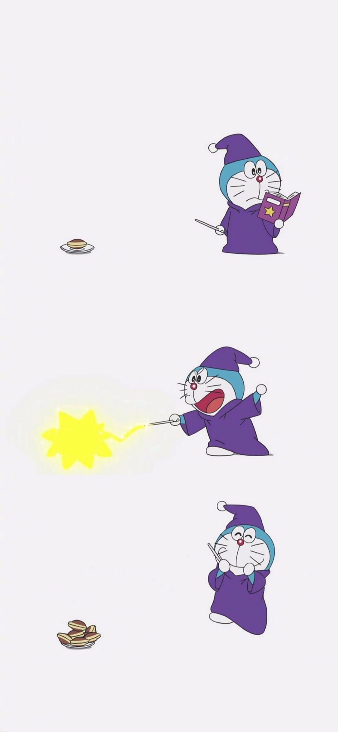 [2436×1125]日漫 哆啦A梦 魔法 铜锣烧 苹果手机动漫壁纸图片