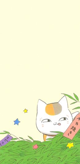 [2436x1125]日漫 夏目友人帐 猫老师 可爱 苹果手机动漫壁纸图片