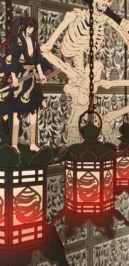 [2436x1125]日漫 多罗罗 灯饰 剑客 苹果手机动漫壁纸图片