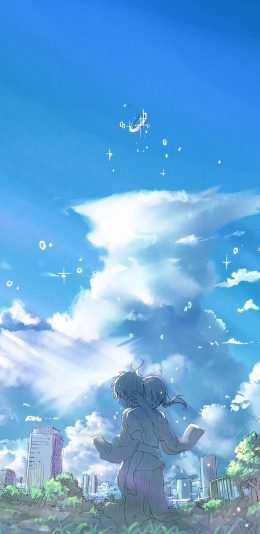 [2436x1125]日漫 天气之子 天野阳菜 森岛帆高 拥抱 苹果手机动漫壁纸图片