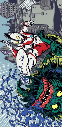 [2436x1125]日漫 奥特曼 超人 怪兽 苹果手机动漫壁纸图片