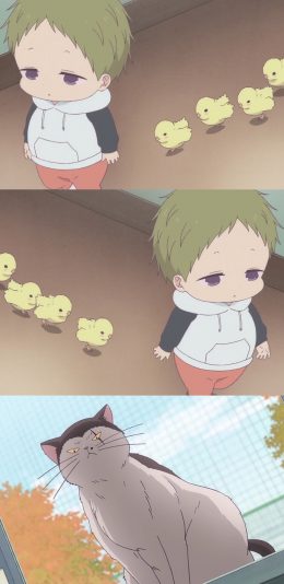 [2436x1125]日漫 学园奶爸 虎太郎 小鸡 苹果手机动漫壁纸图片